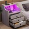 Nightstand with USB Charging Port and LED Lighting,Hutch as a NightstandBedside Table with Drawers,Modern Bedroom Side Tables,Grey